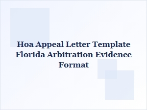 Florida Hoa Arbitration Appeal Letter Format